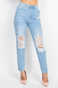 High Rise Distressed Denim Jeans