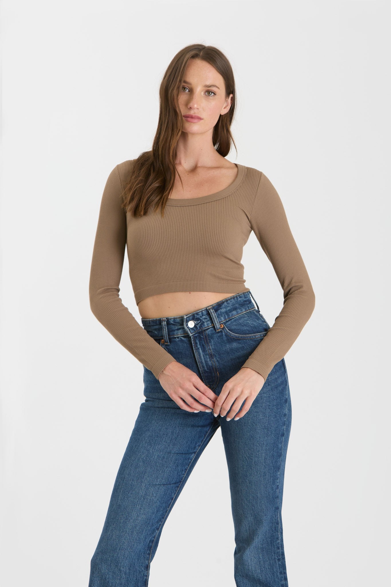 Long Sleeve Sweater Knit Crop Top