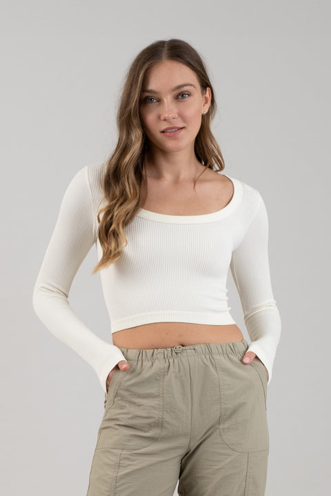 Long Sleeve Sweater Knit Crop Top