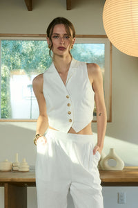 Tory Button Down Cropped Vest