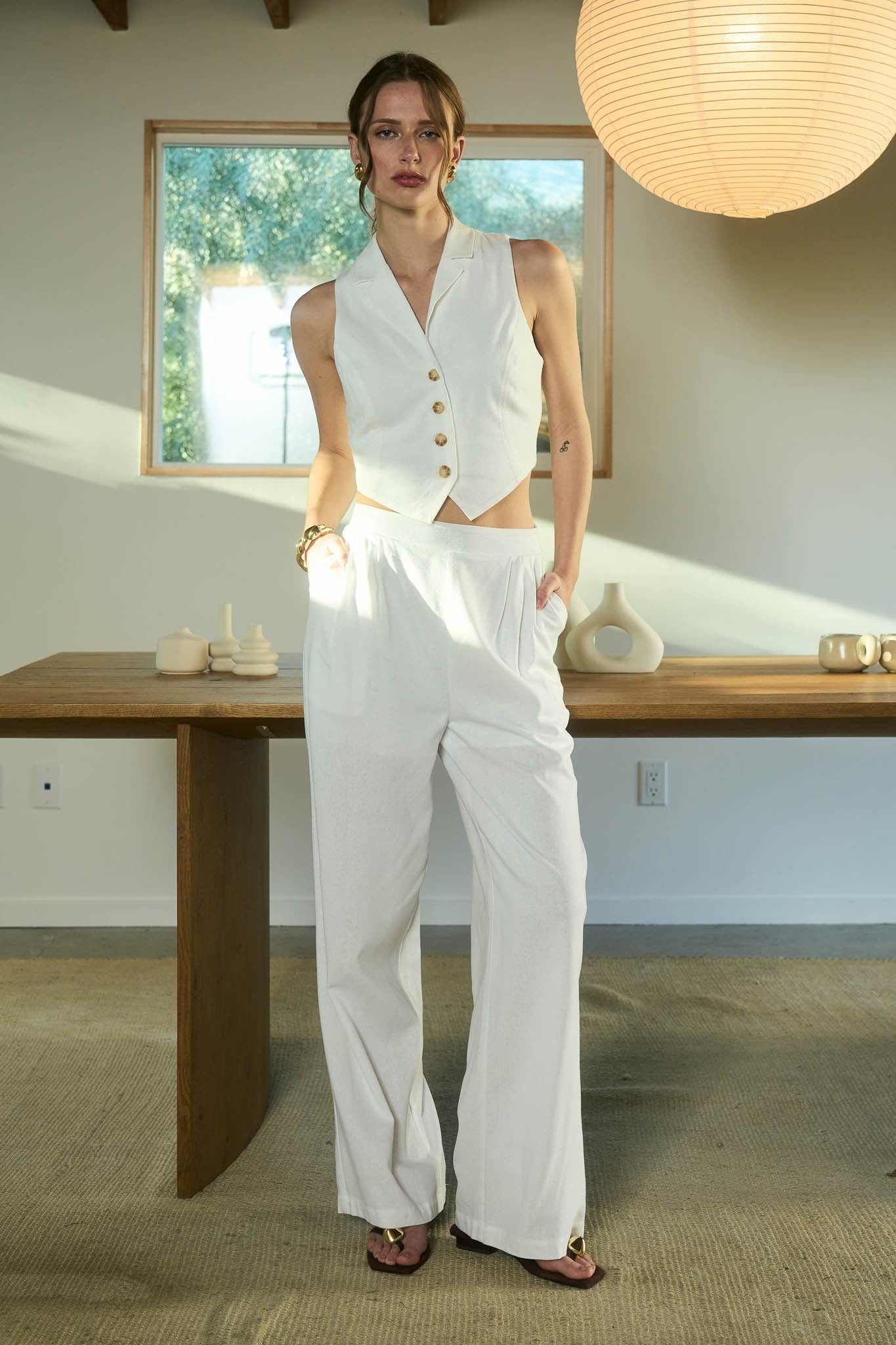 Tory Button Down Cropped Vest