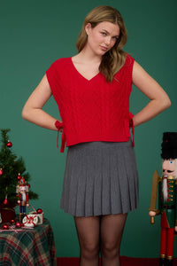 Tara Cable Knit Tie Sweater Vest