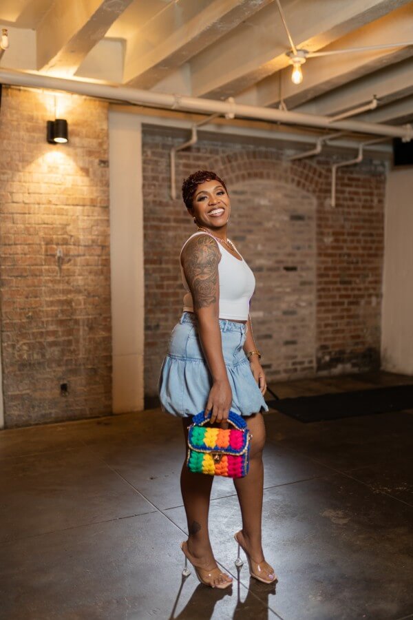 Miley Denim Puff Hem Mini Skirt