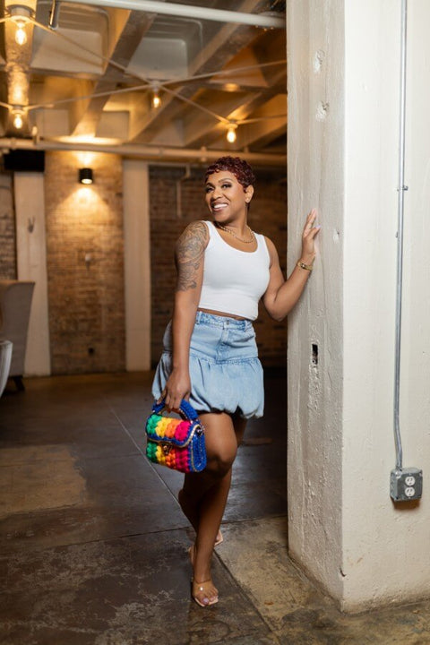 Miley Denim Puff Hem Mini Skirt