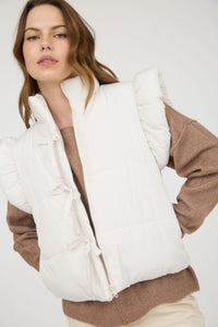 Jacy Flutter Sleeve Bow Puffer Vest