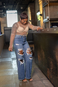 Sienna Embellished Mesh Top