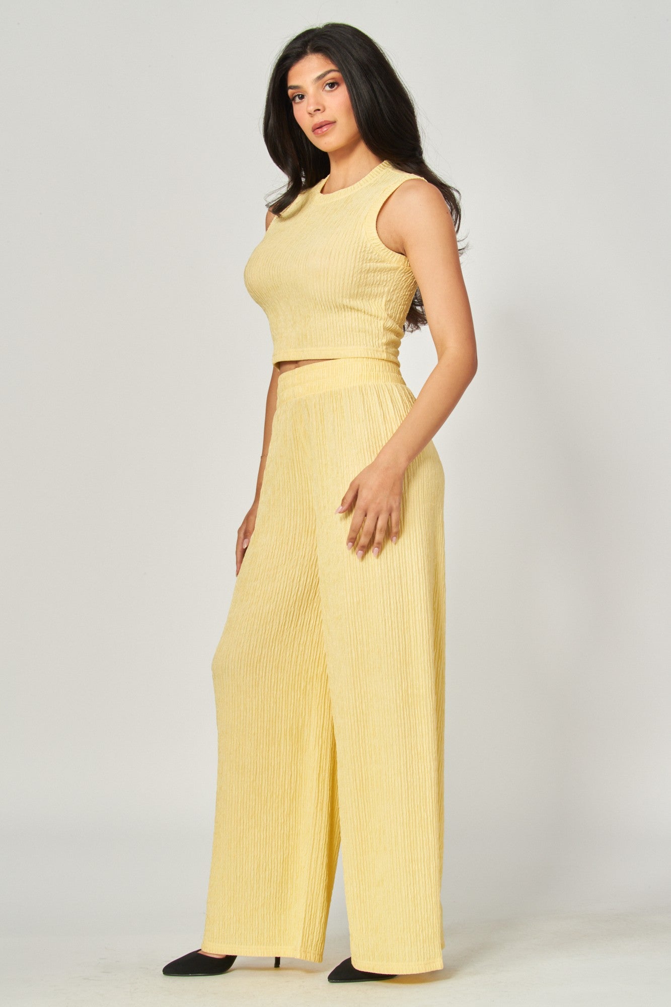 Kyra Crinkle Matching Set- Yellow Daisy