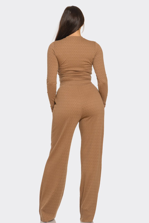 Mocha Textured Pant Set