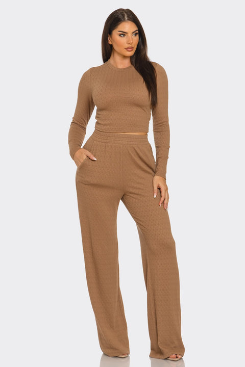 Mocha Textured Pant Set