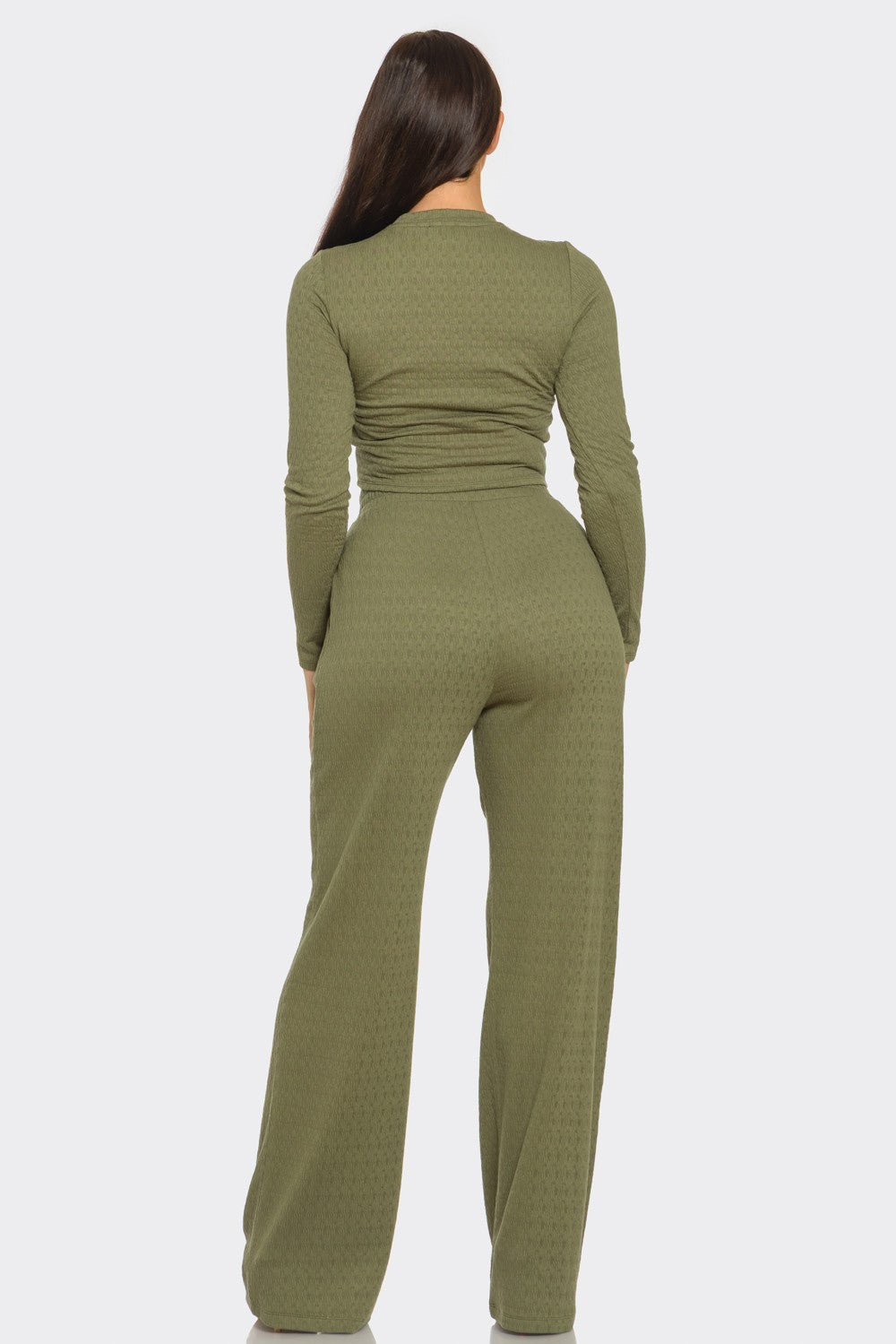 Olive Textured Pant Set