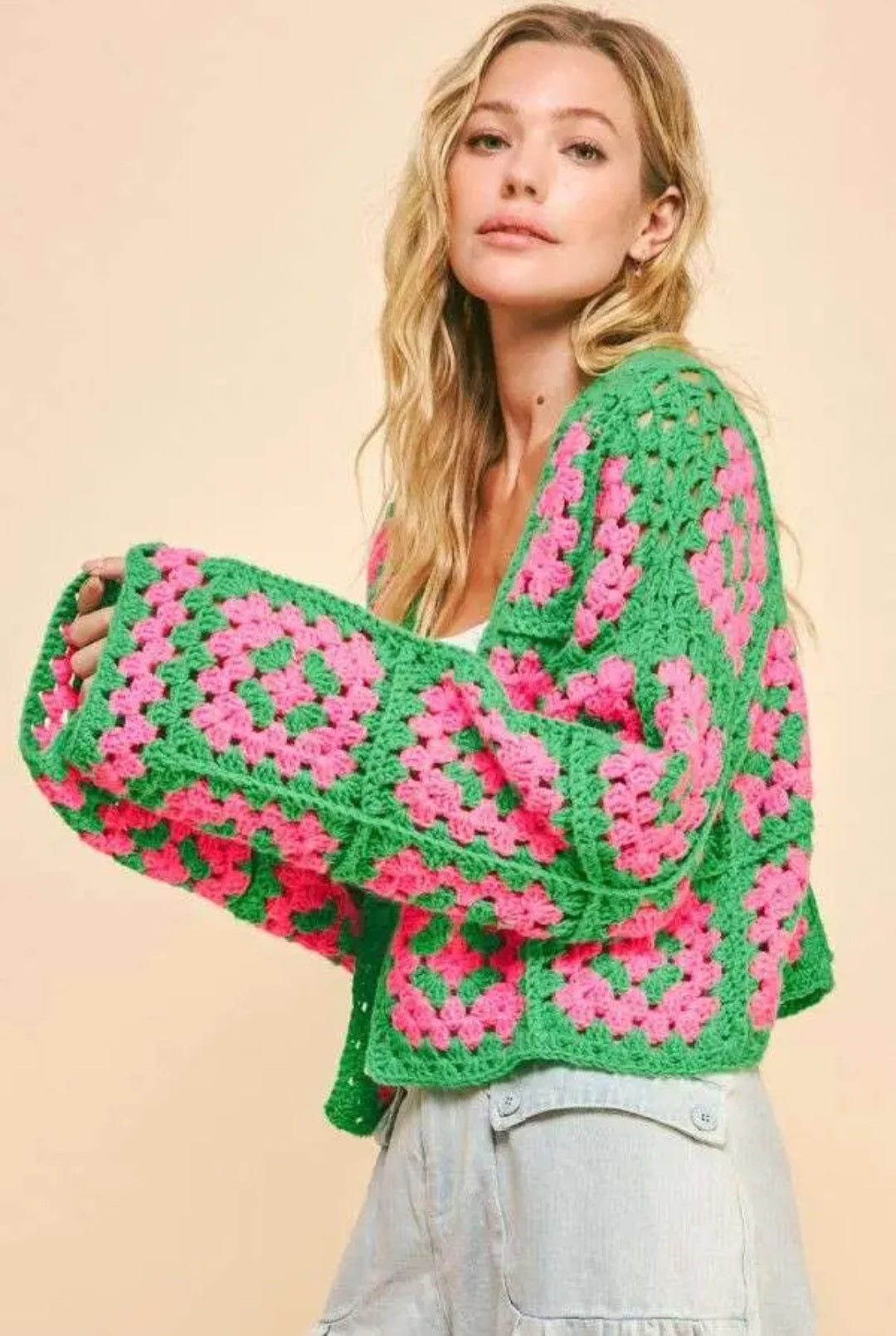 Two Tone Crotchet Cardigan