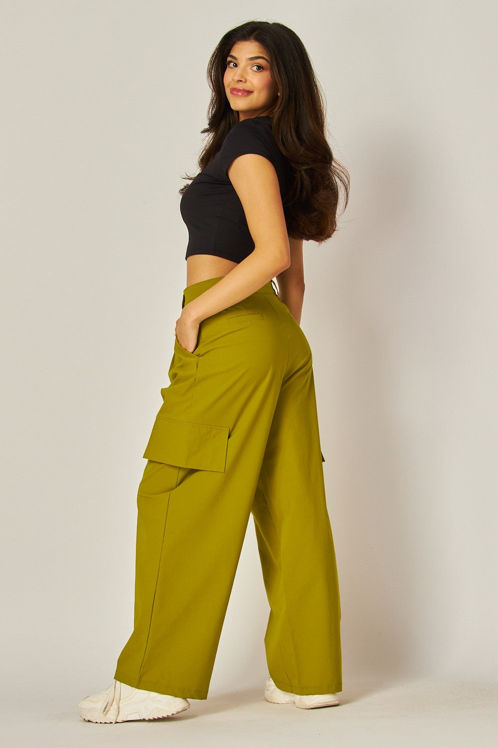 Woven Wide Leg Cargo Pants