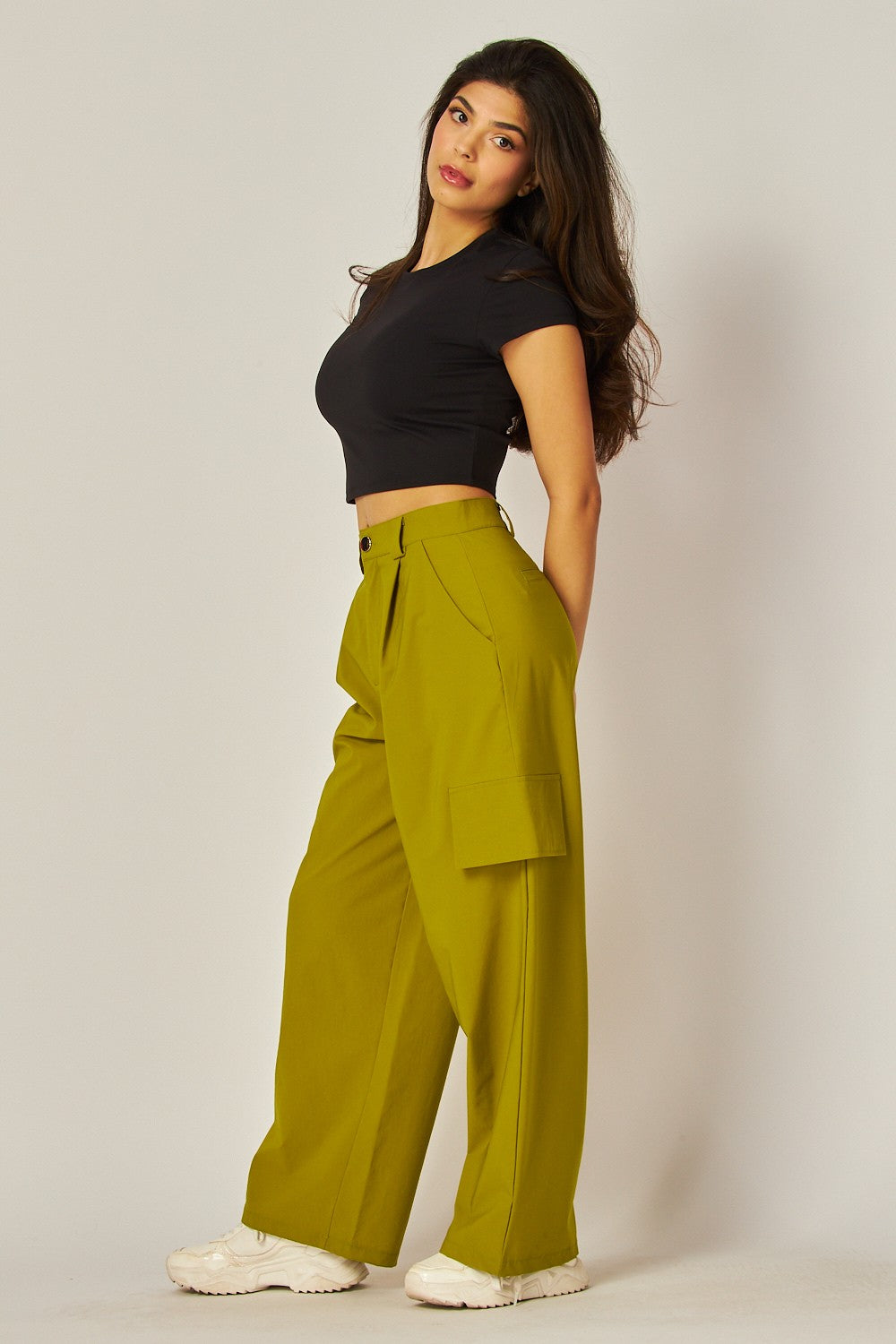 Woven Wide Leg Cargo Pants